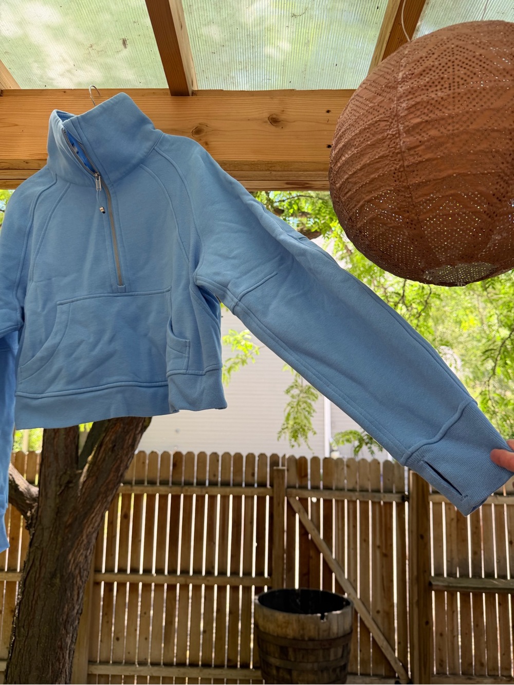 Lululemon Cropped Scuba Blue Funnel Neck Oversized Sweatshirt Pullover - Picture 12 of 17